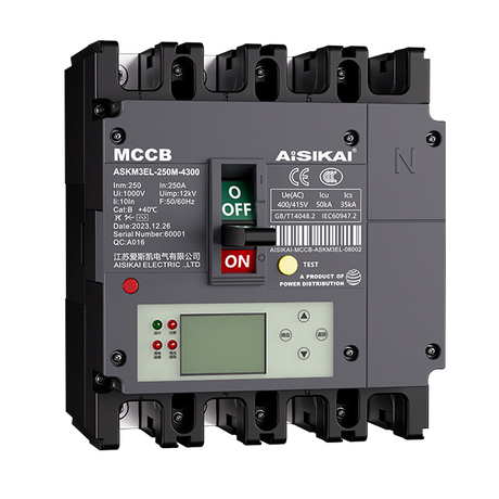 ASKM3EL Series LCD Электронная защита утечки MCCB